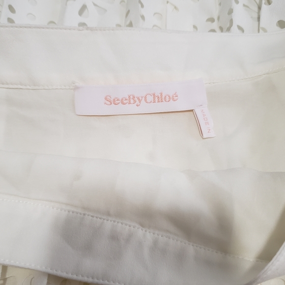 See by Chloe Lasercut pleated midi skirt in whisper white size 38/ US4 - Picture 12 of 16